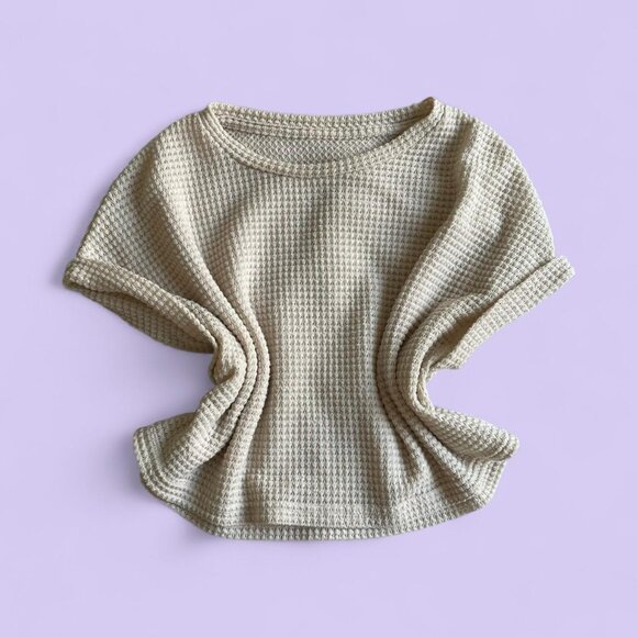 Cream Waffle Knit Cropped Top – Size M - Picture 1 of 8